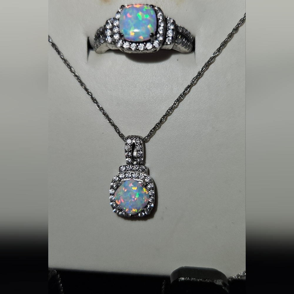 Opal Ring Size 7 and Matching Opal Necklace